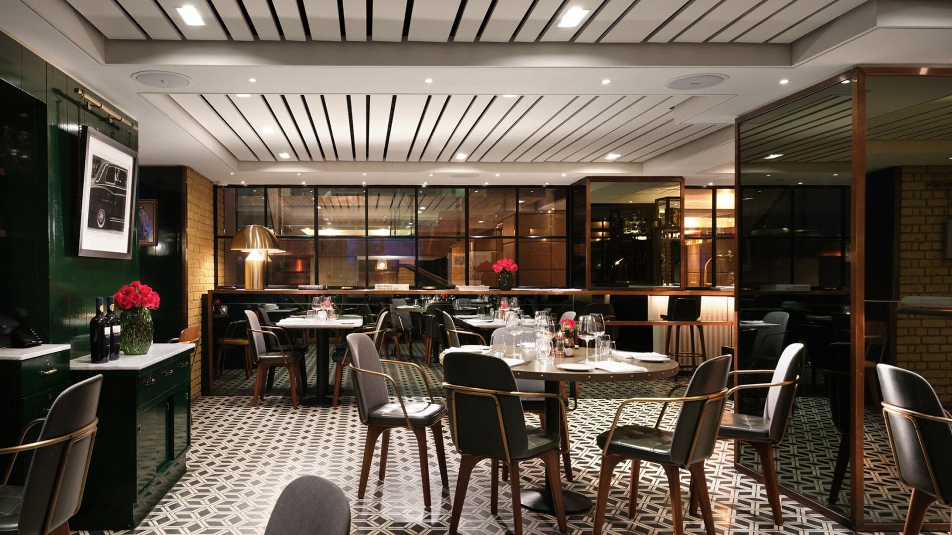 Elegant interior of Il Pampero restaurant with stylish lighting and Italian-inspired decor